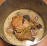 bird in pot after 30 minutes in the oven with lid off