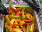 prepared bell peppers on the salad bar (Harris Teeter)