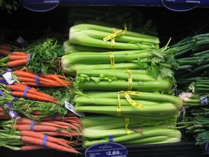 bunches of celery in the Harris Teeter produce department