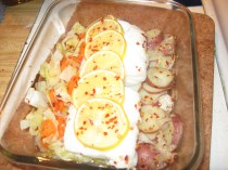 cod filet in a baking dish