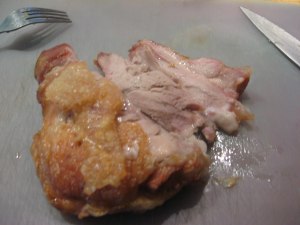 roast turkey thigh partially carved