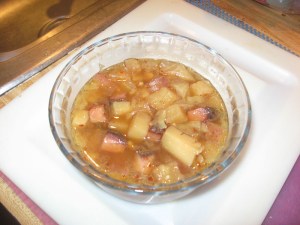 cabbage, potato, and ham soup