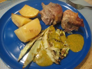 pork, potatoes, cabbage