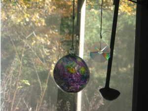 yellow leaves through window